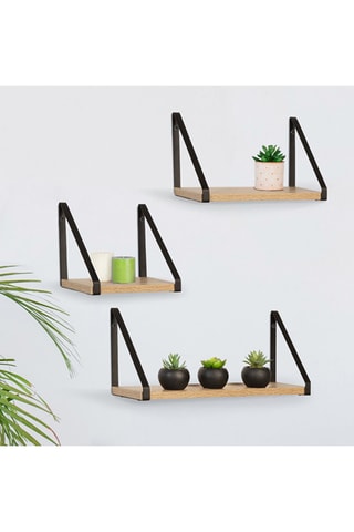 3 prateleiras de parede Manufacture Imitação madeira e preto