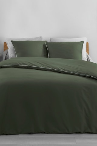 Parure de couette en percale de coton 78 fils/cm² Loumea - Kaki