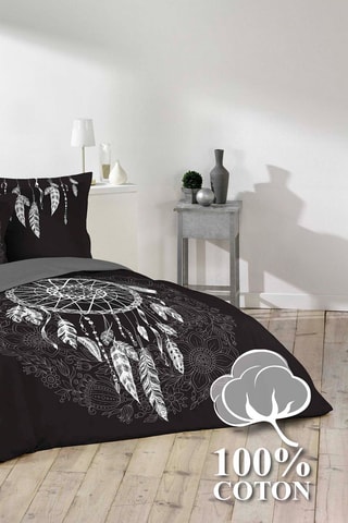 Parure de couette en coton 42 fils/cm² Ista - Noir 