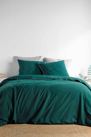 Parure de couette en coton 57 fils/cm² Linette - Pétrole