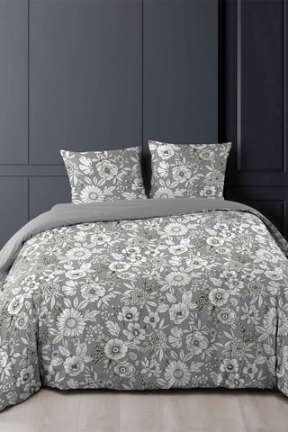 Parure de couette en coton 52 fils/cm² Allover Milady - Gris et blanc