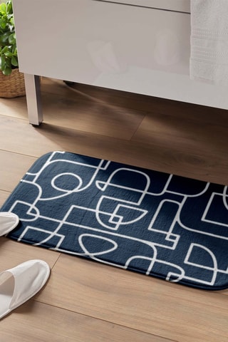 Tapis de bain Labyrinthe Bleu et blanc - 45 x 75 cm