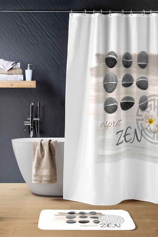 Rideau de douche Zenitude Blanc et gris - 180 x 200 cm