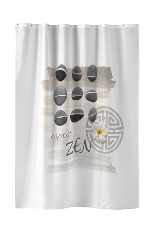 Rideau de douche Zenitude Blanc et gris - 180 x 200 cm