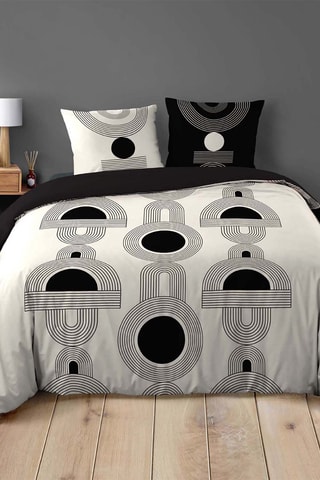 Parure de couette réversible en coton 42 fils/cm² Madox - Noir et blanc