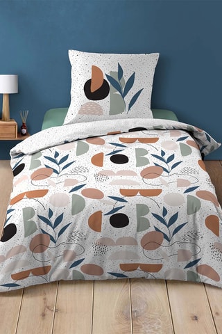 Parure de couette en coton 42 fils/cm² Avril - Blanc et vert