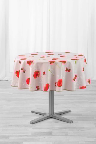 Nappe ronde Sweet poppy Rouge et blanc