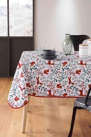Nappe rectangulaire Forestine Blanc et rouge