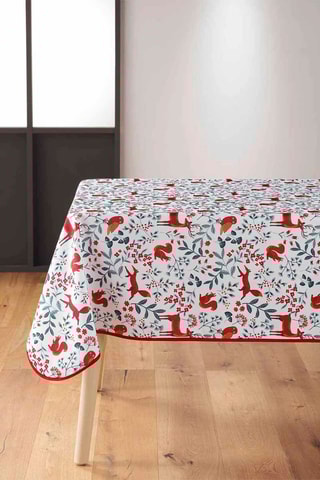 Nappe rectangulaire Forestine Blanc et rouge
