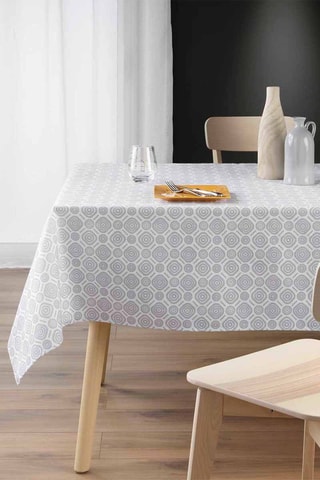 Nappe rectangulaire - Gris et blanc - 140 x 240 cm