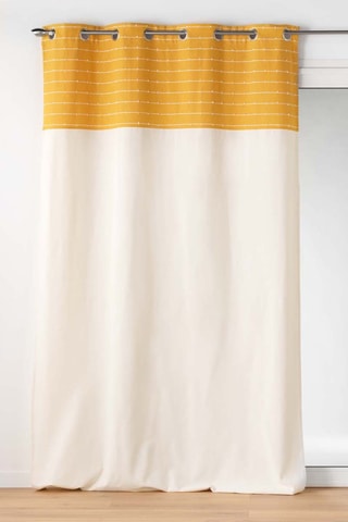 Rideau Linechic Moutarde et blanc - 140 x 240 cm