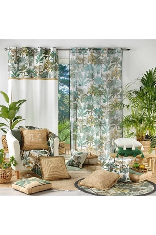 Rideau Balinesia - Blanc et vert - 140 x 240 cm