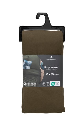 Drap-housse en coton 57 fils/cm² Carina -  Vert