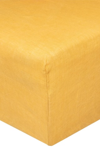 Drap-housse en lin Linah - Ocre