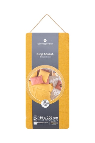 Drap-housse en lin Linah - Ocre