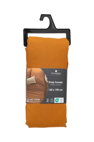 Drap-housse en coton 57 fils/cm² Carina -  Jaune