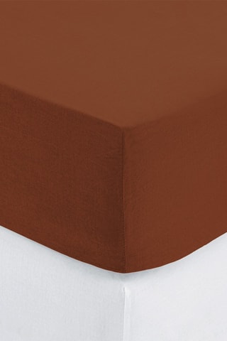 Drap-housse en coton 57 fils/cm² Carina - Terracotta