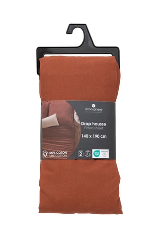 Drap-housse en coton 57 fils/cm² Carina - Terracotta