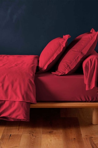 Drap-housse en coton 57 fils/cm² Lina - Rouge