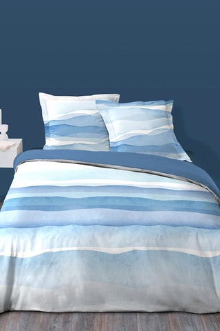 Parure de couette en coton 57 fils/cm² Azzura - Blanc et bleu