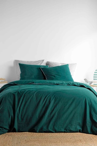 Parure de couette en coton 57 fils/cm² Linette - Pétrole