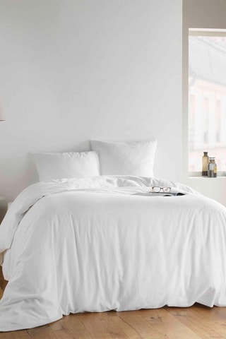 Parure de couette en coton 57 fils/cm² Maxine - Blanc