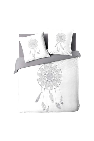 Parure de couette en coton 42 fils/cm² Reveline - Blanc et gris