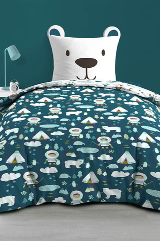 Parure de couette en coton 42 fils/cm² Igloo - Bleu et blanc