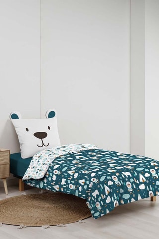 Parure de couette en coton 42 fils/cm² Igloo - Bleu et blanc