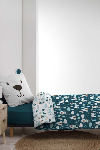 Parure de couette en coton 42 fils/cm² Igloo - Bleu et blanc