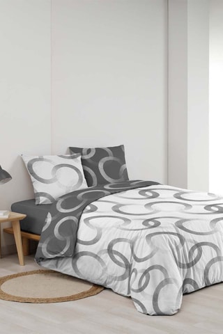 Parure de couette en coton 42 fils/cm² Bliss - Gris et blanc