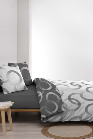 Parure de couette en coton 42 fils/cm² Bliss - Gris et blanc