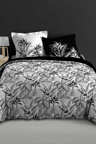 Parure de couette réversible en coton 78 fils/cm² Cabana - Noir et blanc
