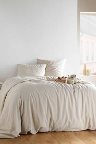 Parure de couette en coton 57 fils/cm² Maxine - Sable