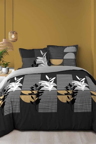 Parure de couette en coton 57 fils/cm² Allover - Noir et gris