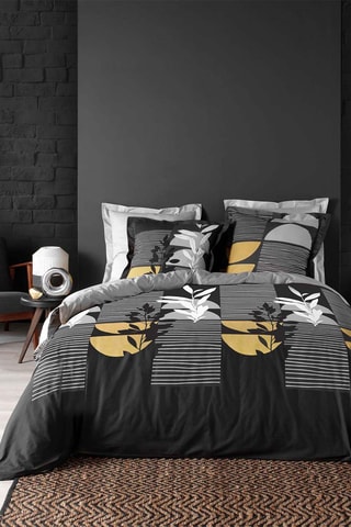 Parure de couette en coton 57 fils/cm² Allover - Noir et gris