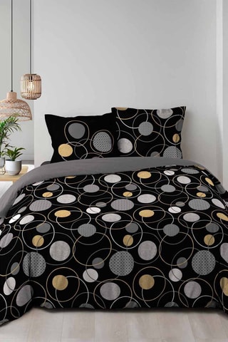 Parure de couette en coton 57 fils/cm² Allover Milor - Noir et gris