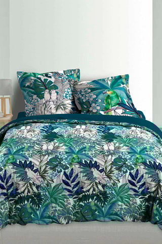 Parure de couette en coton 78 fils/cm² Allover Colibri - Vert et blanc