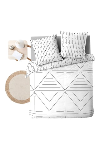 Parure de couette Etna en coton 90 fils/cm² - Blanc et gris