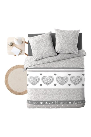 Parure de couette Lova en coton 105 fils/cm² - Blanc et gris