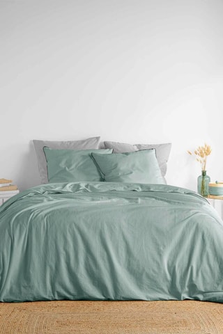 Parure de couette en coton 57 fils/cm² Linette - Sauge