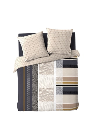 Parure de couette en coton 42 fils/cm² Romeo - Beige et noir - 240 x 220 cm