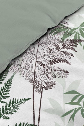 Parure de couette en coton 57 fils/cm² Primavera - Blanc et vert - 240 x 220 cm