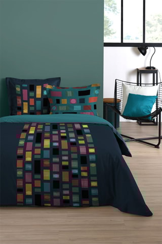 Parure de couette en coton - 42 fils/cm² - Bleu