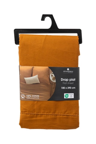 Drap plat en percale de coton 115 g/m² - Jaune moutarde