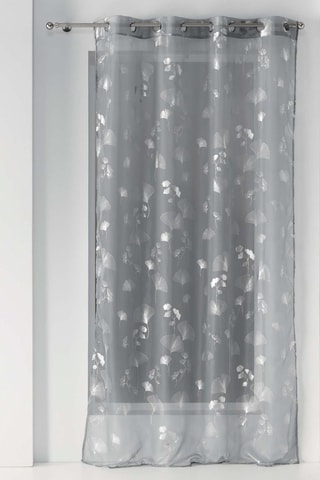 Voilage Bloomy - Gris et argenté - 140 x 240 cm