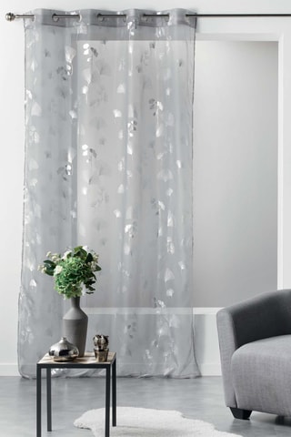 Voilage Bloomy - Gris et argenté - 140 x 240 cm