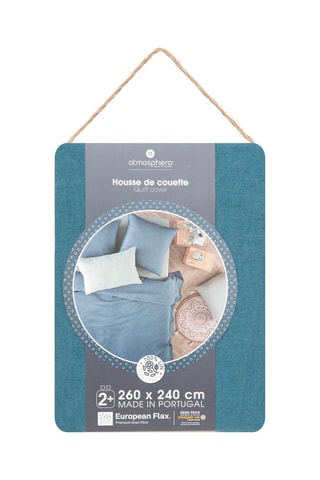 Housse de couette en lin Linah - Bleu