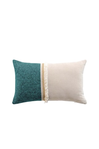 Coussin déhoussable Cancun 30 x 50 cm - Turquoise et beige