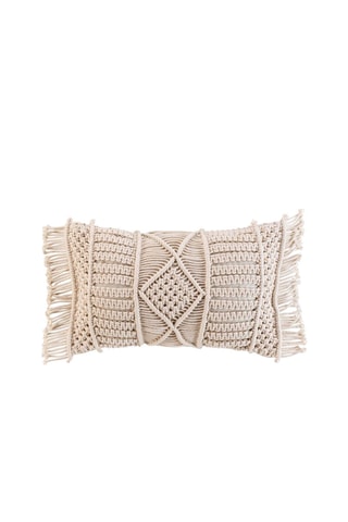 Coussin déhoussable en macramé Macralina - Beige - 30 x 50 cm